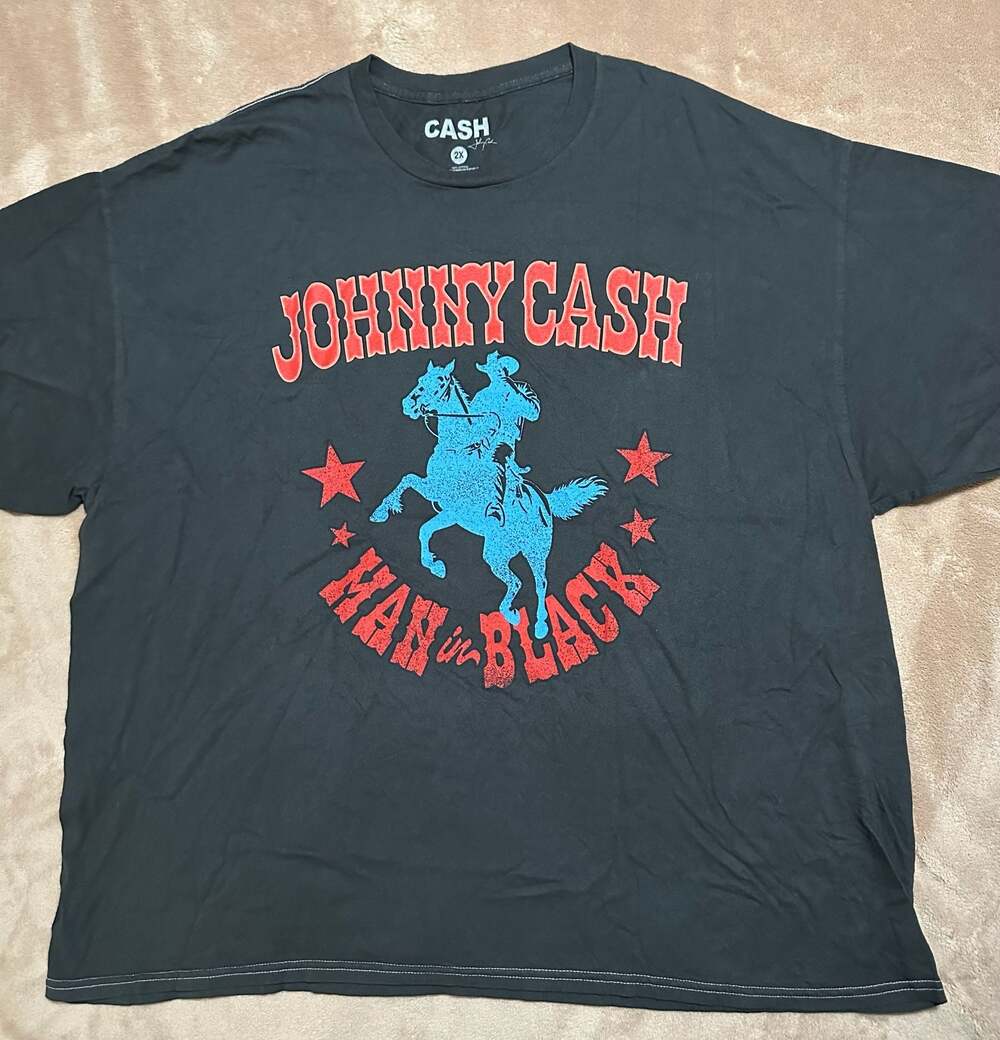 Johnny Cash Man In Black Double Sided Graphic T-Shirt Size 2X